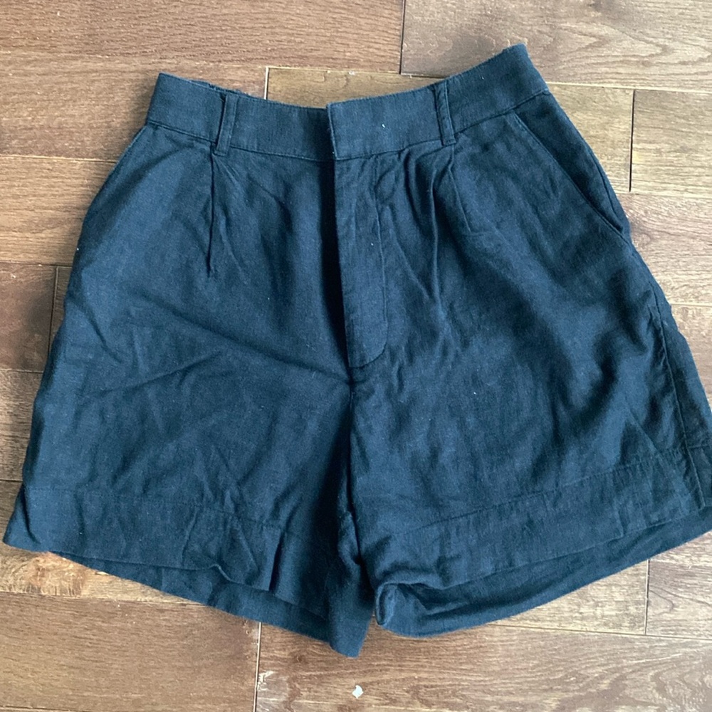 Abercrombie Women's 6 Inch Linen-Blend Tailored Shorts Black Size Small